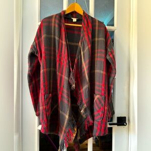 Lucky Brand: Holiday Plaid Fringe Cardigan. Perfect holiday sweater!